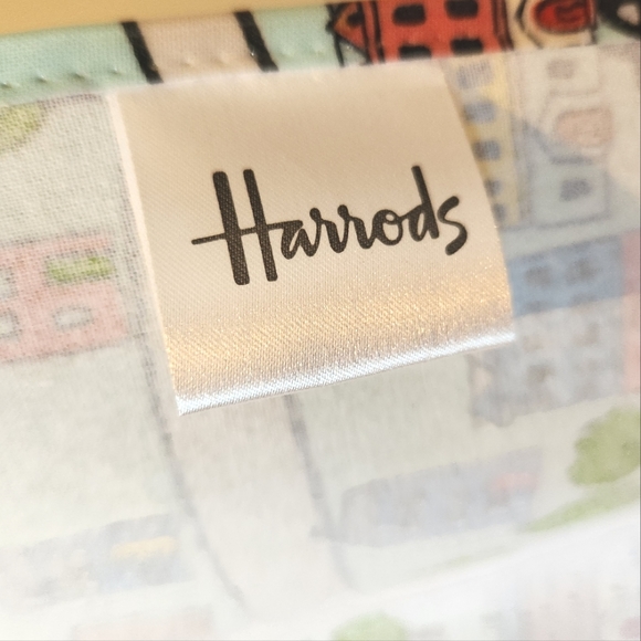 HARRODS Vtg London UK Map Dept Store Oil Cloth Easy Wipe Souvenir Tie Chef Apron - Picture 9 of 16